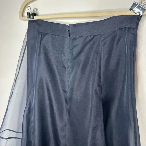 Marissa Webb Navy Yasmin Mini Organza Silk Sheer Over Skirt Carwash Hem Med